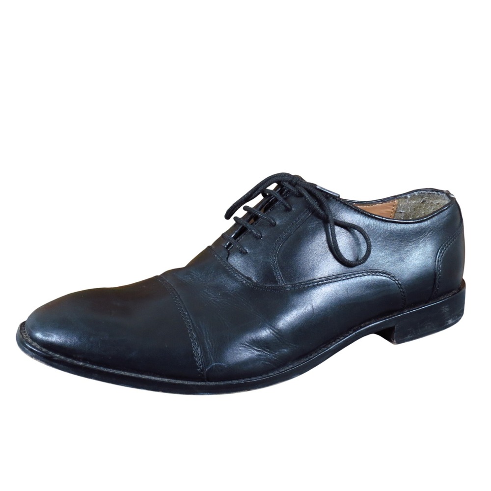 Steve Madden P-Quins Mens Cap Toe Oxford Dress Shoe Sz 11.5 Formal Black Leather